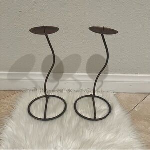 Bronze Colored Candle Holders Set of Two